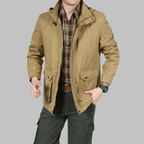 AFS JEEP战地吉普 2015新款男装棉秋季外穿水洗纯色中长袖夹克