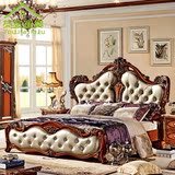 美式乡村美式床 欧式床 双人床古典公主床1.8米高端深色家具 包邮