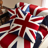 毛绒抱枕米字旗星条旗英国旗美国旗天鹅绒抱枕套短毛绒沙发靠垫套