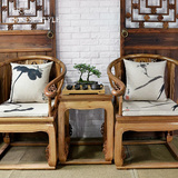 八大山人现代中式棉麻茶室茶楼椅垫餐椅垫太师椅垫餐桌仿古椅坐垫