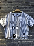 现货BOY LONDON韩国代购正品新款个性条纹女士短袖T恤B62TS39F80