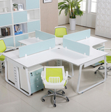 上海创意简约职员工作位隔断屏风异形办公桌椅组合 四人位带柜