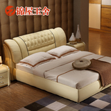 现代简约欧式真皮床双人床小户型储物软床1.5米1.8米婚床榻榻米床
