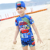 2016年汐琪新款儿童泳衣 韩国卡通男童分体短袖泳衣泳裤麦昆汽车