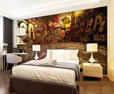 复古涂鸦沙发电视背景墙 欧式大型壁画 空间拓展酒店卧室墙纸