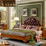 美式皮艺床欧式双人床1.8米1.5实木床卧室家具高箱储物床复古婚床