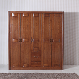 榆木衣柜实木衣柜三四五门大衣柜卧室衣橱储物柜定制现代中式衣柜
