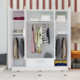 衣柜简约现代实木板式组装整体3门4门6门木质卧室收纳储物大衣橱