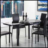 简约餐桌长方形黑白小户型伸缩钢化玻璃饭桌子欧式折叠餐桌椅组合