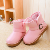 2015冬季新款韩版儿童棉鞋男童pu雪地靴加绒保暖防水短靴女童靴子