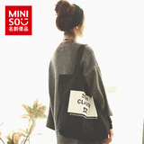 日本miniso名创优品正品单肩手提文艺帆布袋女环保袋简约潮流布包