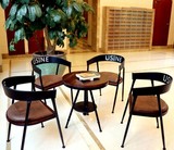 欧式铁艺阳台户外咖啡厅桌椅套件实木三件套酒吧台奶茶店休闲组合