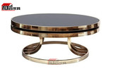 后现代不锈钢圆形茶几桌可移动茶几钢化玻璃客厅矮桌创意金属圆桌