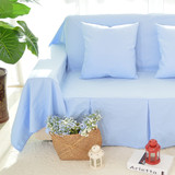 纯色布艺沙发罩全包沙发套菊蓝色纯棉全盖防滑组合定做四季沙发巾