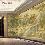 中式无缝大型壁画墙布酒店宾馆茶楼墙纸壁纸工装名画 清明上河图