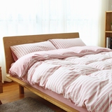 日式简约纯棉针织棉四件套床单床笠被套全棉天竺棉条纹床上用品