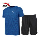 安踏运动套装男士夏季新品休闲运动能量T恤透气舒适速干运动短裤
