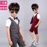 儿童表演出服男童夏季新款韩版套装童装西装马甲花童礼服三件套潮