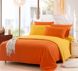 YUXIN\羽芯家纺韩式磨毛素色双拼四件套床上用品床单被套水星罗莱