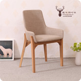 北欧休闲实木椅宜家小户型餐椅时尚简约水曲柳咖啡椅设计师布艺椅