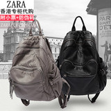 ZARA双肩包正品代购女包学院风书包韩版休闲羊皮背包大容量旅行包