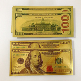 新品 24k金箔纪念钞币 彩印100美金纸币 货币礼品 外国钱币收藏