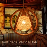 工业风复古铁艺美式乡村客厅灯具咖啡厅服装创意个性麻绳麻球吊灯