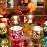 欧式玻璃蜡烛台浪漫西餐烛光晚餐创意情人节道具餐桌摆件小烛杯