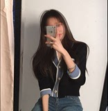 2016春装新款韩版修身显瘦短款针织开衫学院风百搭V领毛衣外套女