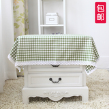 新韩式花边格子碎花圆桌布冰箱罩微波炉罩床头柜盖布罩小盖布包邮