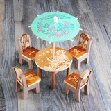 螃蟹王国苔藓微景观装饰品树脂玩具 木质桌椅 DIY可爱创意小摆件