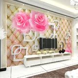 现代简约定制电视影视背景墙纸壁画 客厅3D软包玫瑰 花卉大型壁画