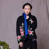 2015新款民族风女装秋冬装中式刺绣复古短款棉衣中国绣花唐装外套