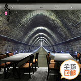 3D抽象立体隧道咖啡餐厅奶茶店休闲酒吧个性背景墙纸定制大型壁画