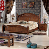 益百佳 卧室全实木美式床1.8中式水曲柳实木双人床可做开放漆白色