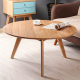 欧式现代简约实木茶几小桌子圆形小户型橡木咖啡桌创意组装小圆桌