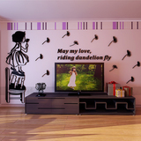 卡通人物蒲公英女孩立体墙贴客厅亚克力背景儿童卧室3d水晶墙贴