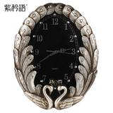 紫矜语 欧式奢华孔雀挂钟壁钟客厅创意复古艺术时钟现代时尚钟表