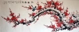 国画花鸟字画梅花小八尺横幅和玉茶楼手绘原稿客厅装饰红梅报春