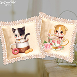 十字绣抱枕卡通动漫可爱猫单个客厅一对汽车枕头套新款动物靠枕垫
