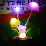 创意可爱盆栽蘑菇花LED节能光控小夜灯婴儿喂奶起夜卧室插电壁灯