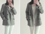 日本单帅气西装外套 女装欧美范气质款羊毛中长款外套
