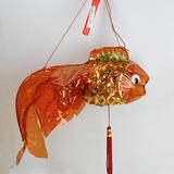 中秋节日灯笼直销订做批发 传统手工制作玻璃纸大金鱼灯笼 红 橙