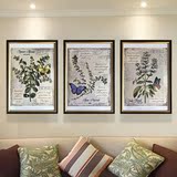 美式乡村风格小挂画客厅卧室餐厅室内三联实木有框装饰画植物花