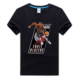 利拉德 林书豪 2015夏季中国行 纯棉短袖火拼T恤 篮球男士球衣衫