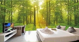树林风景大型壁画田园3d立体电视客厅卧室餐厅背景壁纸森林墙纸