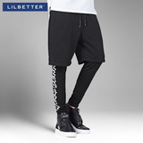 Lilbetter休闲裤男个性运动嘻哈短裤潮男紧身打底裤假两件套装裤