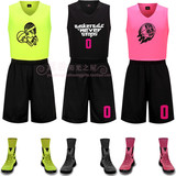 男女篮球服套装定制diy球衣队服可印字订制粉色 荧光绿 纯黑色