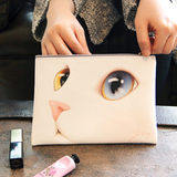 Jetoy韩国正品创意可爱卡通猫咪女手拿包防水PU甜美收纳包化妆包