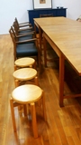 实木圆凳曲木加固板凳 餐桌凳家用凳橡木椅子双档折叠圆凳木凳子